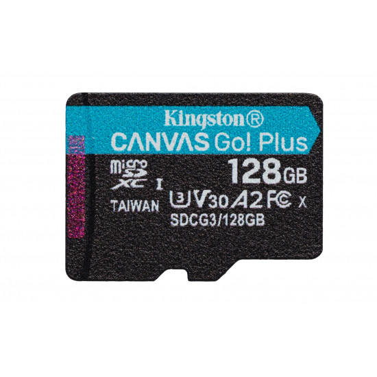 Kingston Technology 128GB microSDXC Canvas Go Plus 170R A2 U3 V30 Card + ADP