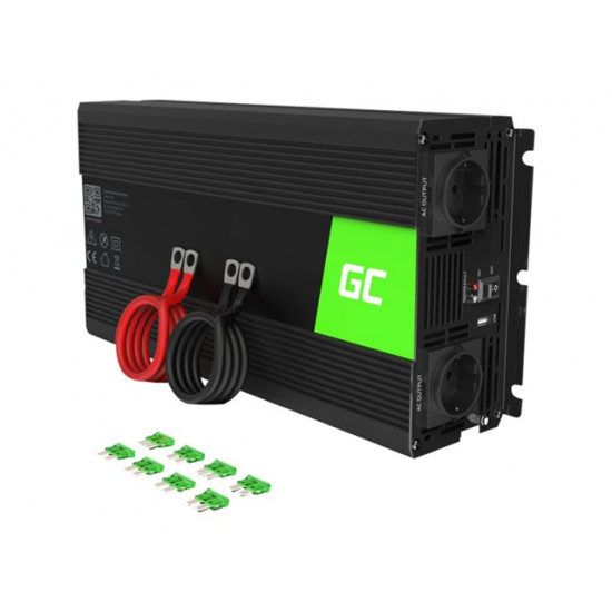 GREENCELL Car Power Inverter 24V to 230V Pure Sine 1500W