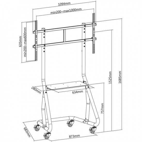 Techly Trolley Floor Support for TV from 60'' to 105''