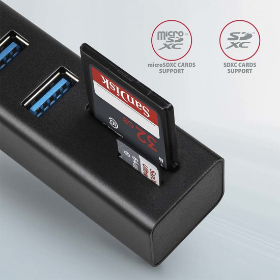 AXAGON HMA-CR3A Multiport Hub, USB 3.0 Type-A, 3x USB-A, SD, microSD