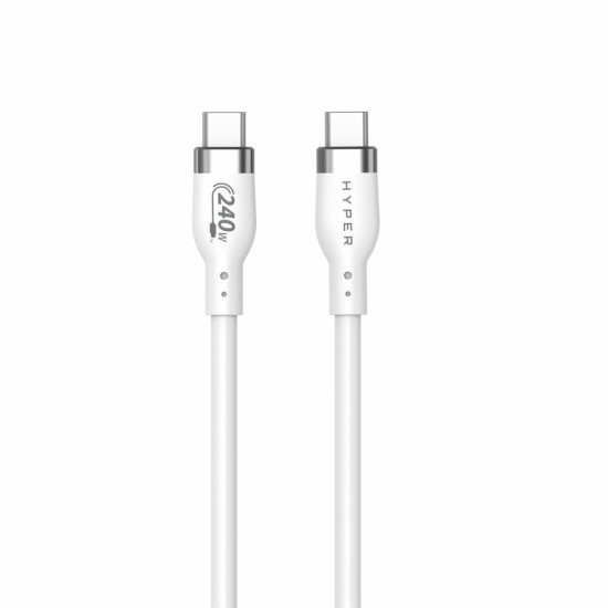 HYPER HyperJuice 240W Silicone USB-C to USB-C Cable (6ft/2m) - White