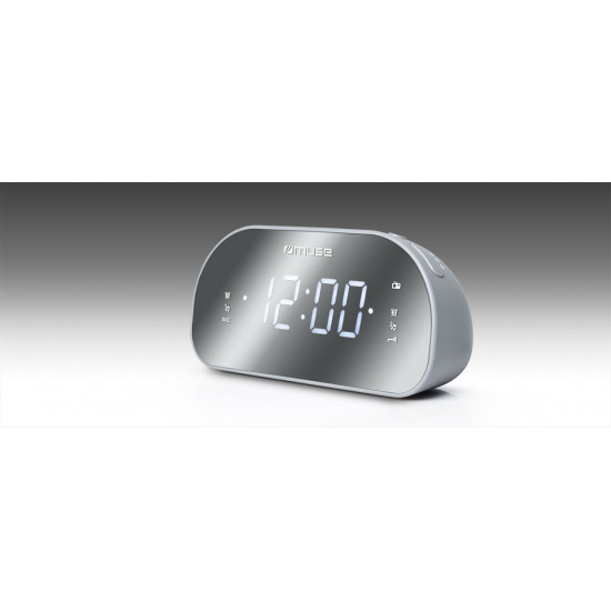 Muse M-170CMR radio Clock Digital Mirror, White