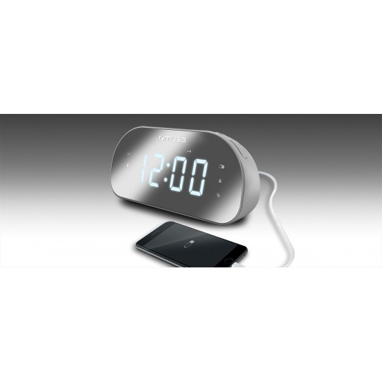 Muse M-170CMR radio Clock Digital Mirror, White