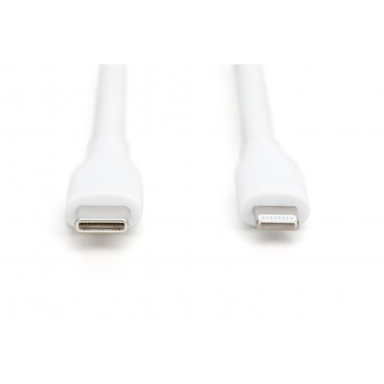 Digitus Lightning silicone connection cable, USB-C - Lightning, 1m, white