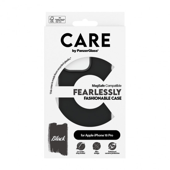 PanzerGlass CARE by ® Fashionable Case Black w. MagSafe iPhone 16 Pro