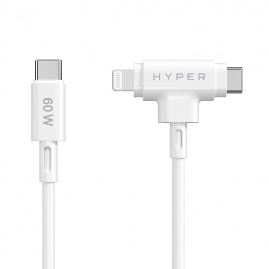 HYPER HyperJuice USB cable USB 2.0 1.5 m USB C USB C/Lightning White