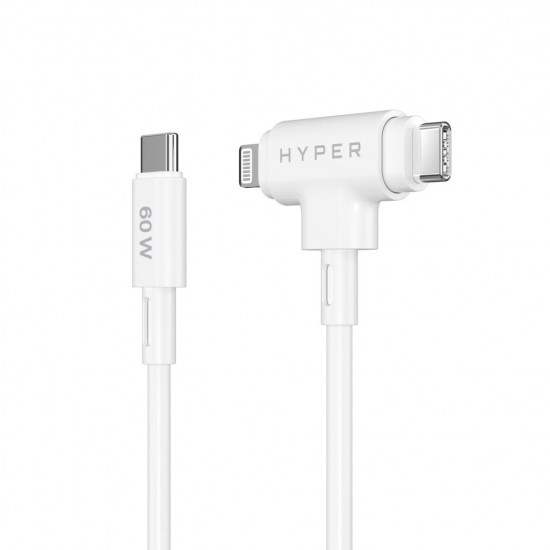 HYPER HyperJuice USB cable USB 2.0 1.5 m USB C USB C/Lightning White