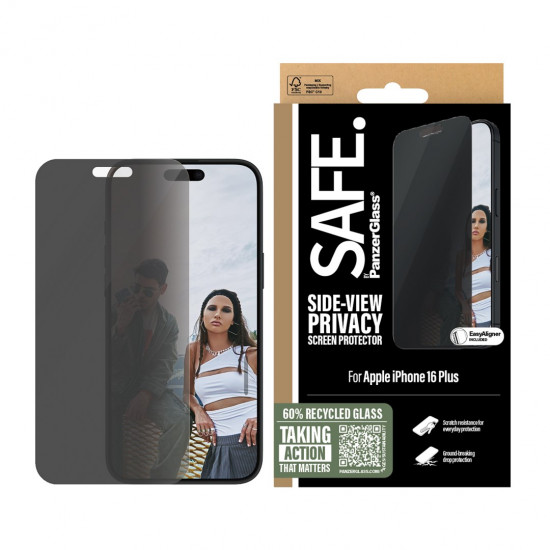 PanzerGlass SAFE. by ® Privacy Screen Protector iPhone 16 Plus | 15 Plus | Ultra-Wide Fit