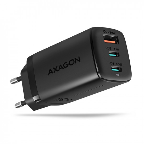 AXAGON ACU-DPQ65 Charger, 2x USB-C, 1x USB-A, PD3.0/QC4+/PPS, 65W - black