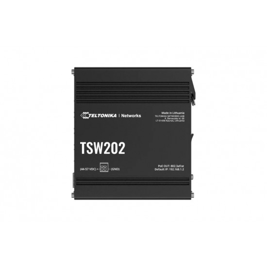 Teltonika TSW202 Managed L2 Gigabit Ethernet (10/100/1000) Power over Ethernet (PoE) Aluminium, Blue