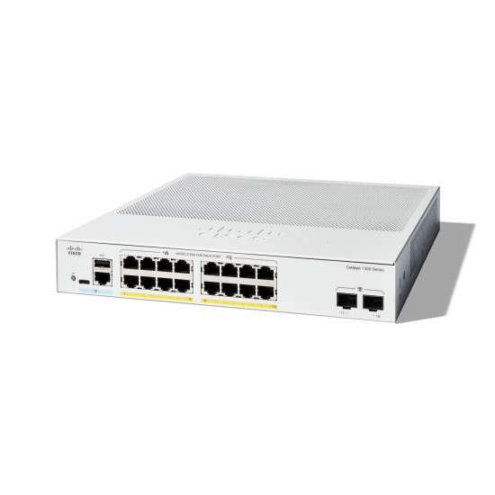 Cisco Catalyst 1300-16FP-2G Managed Switch, 16 Port GE, Full PoE, 2x1GE SFP, Limited Lifetime Protection (C1300-16FP-2G)