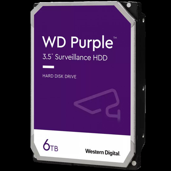 HDD Video Surveillance WD Purple 6TB CMR, 3.5'', 256MB, SATA 6Gbps, TBW: 180