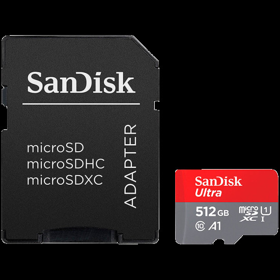 SanDisk Ultra microSDXC 512GB + SD Adapter 150MB/s A1 Class 10 UHS-I, EAN: 619659200572