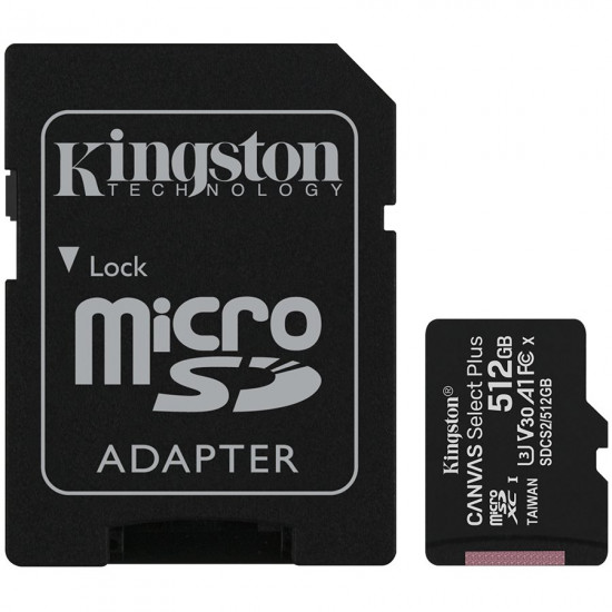 Kingston 512GB micSDXC Canvas Select Plus 100R A1 C10 Card + ADP, EAN: 740617298727