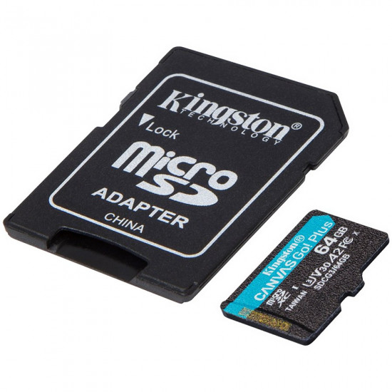 Kingston 64GB microSDXC Canvas Go Plus 170R A2 U3 V30 Card + ADP, EAN: 740617301045