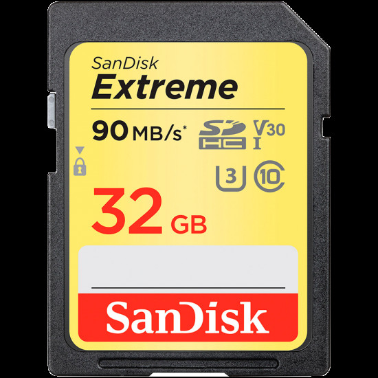 SanDisk Extreme 32GB Memory Card up to 100MB/s, UHS-I, Class 10, U3, V30, EAN: 619659188924