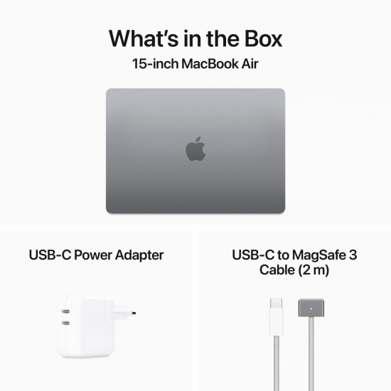 15-inch MacBook Air: Apple M3 chip with 8-core CPU and 10-core GPU, 8GB, 256GB SSD - Space Grey,Model A3114