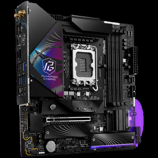 ASROCK MB Desktop Z890 Riptide Wi-Fi S1851, 4x DDR5, 1x PCIe 5.0 x16, 1x PCIe 4.0 x16, 1x PCIe 3.0 x1, 1x Blazing M.2, 4x Hyper M.2, 8x SATA3, 2x USB-C, 8x USB 3.2, 6x USB 2.0, Killer E3100 2.5GB, 802.11be Wi-Fi 7 + Bluetooth, 1x HDMI, 1x DP 1.4, ATX