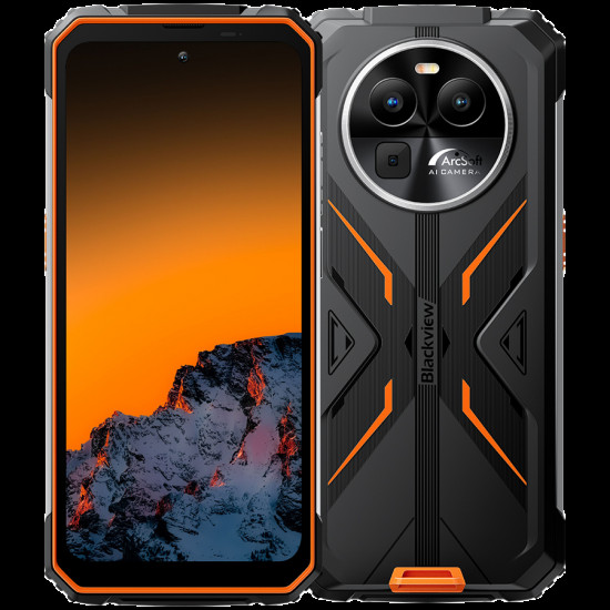 Blackview Rugged BV8100 6.5inch FHD+ IPS 1080*2400 120Hz Gorilla Glass 5, MT6789 8/256GB 32MP Rear 50MP/13MP/VGA 8800mAh, 45W fast charging NFC, IP68 & IP69K & MIL-STD-810H, Android 14 Orange