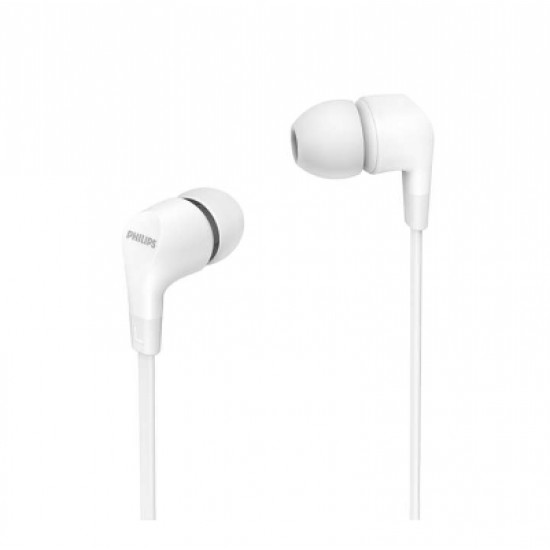 Philips In-Ear Headphones with mic TAE1105WT/00 powerful 8.6mm drivers, White