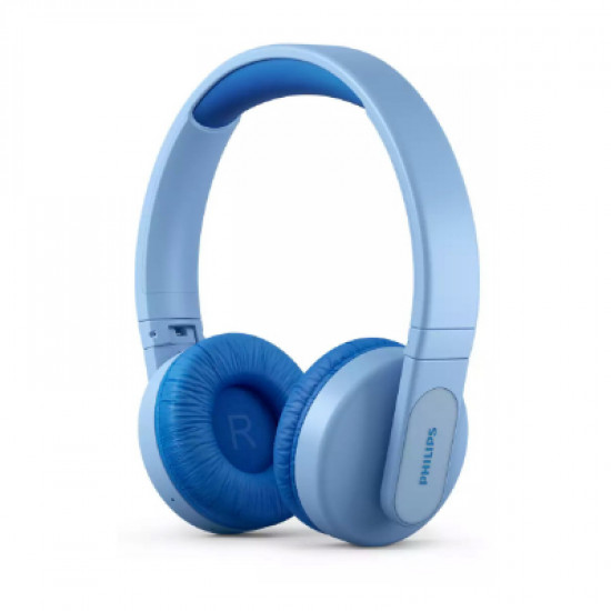 Philips Kids wireless on-ear headphones TAK4206BL/00, Volume limited 85 dB, App-based parental controls, Light-up ear cups, Blue