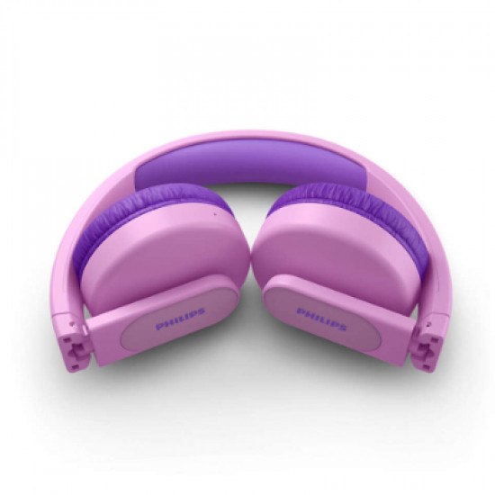 Philips Kids wireless on-ear headphones TAK4206PK/00, Volume limited 85 dB, App-based parental controls, Light-up ear cups, Pink