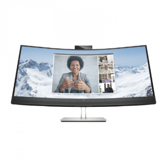 HP E34m G4 WQHD Curved Conferencing Monitor - 34inch 3440x1440 WQHD 400-nit AG, Curved, VA, USB-C(65W)/DisplayPort/HDMI, 4x USB 3.0, speakers, webcam, RJ-45 LAN, height adjustable, 3 year