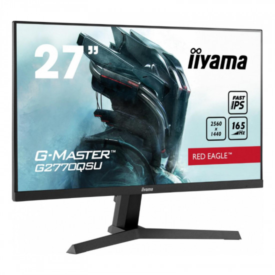 Iiyama G-MASTER Red Eagle G2770QSU-B1 - LED monitor - 27inch - 2560 x 1440 WQHD @ 165 Hz - Fast IPS - 400 cd / m - 1000:1 - HDR400 - 0.5 ms - HDMI, DisplayPort - speakers - matte black