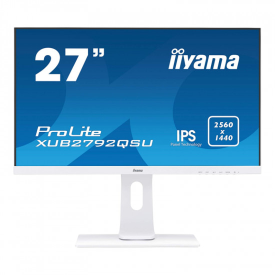 Iiyama ProLite XUB2792QSU-W5 - LED monitor - 27inch - 2560 x 1440 WQHD @ 75 Hz - IPS - 350 cd / m - 1000:1 - 5 ms - HDMI, DVI, DisplayPort - speakers - matt white