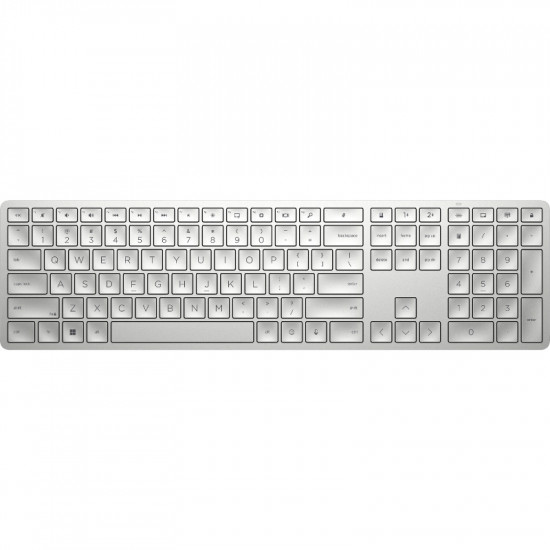 HP 970 Programmable Wireless Keyboard - Backlit - White/Silver - US ENG