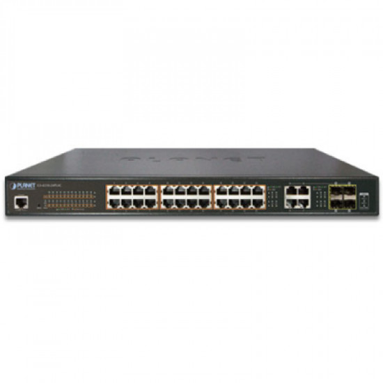 IPv6/IPv4, 24-Port Managed 802.3at POE+ Gigabit Ethernet Switch + 4-Port Gigabit Combo TP/SFP (440W)