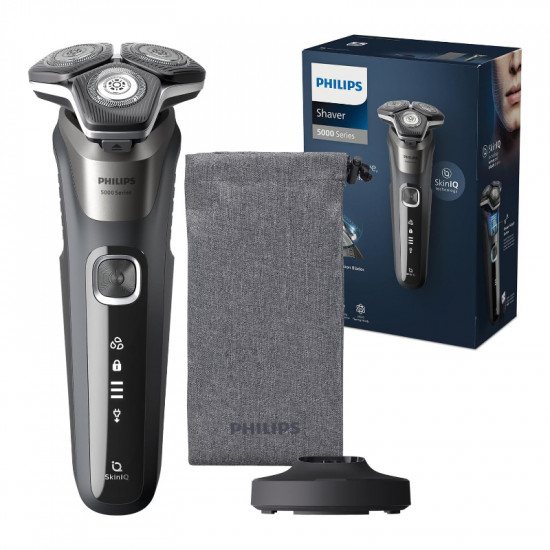 Philips Series 5000 wet and dry electric shaver S5887/30, SkinIQ, SteelPrecision blades, 360-D flexible heads, PowerAdapt Sensor