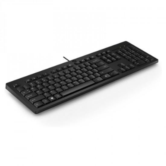 HP 125 USB Wired Keyboard, Sanitizable - Black - US ENG (BULK of 12 pcs)