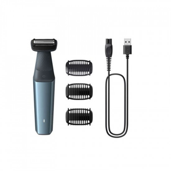 Philips 3000 series showerproof body groomer BG3027/05 Skin friendly shaver 3 click-on combs, 60mins cordless use/1h charge.