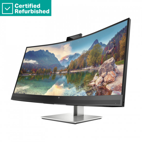 RENEW SILVER HP E34m G4 Curved Conferencing Monitor - 34inch 3440x1440 WQHD 400-nit 75Hz AG, Curved, VA, USB-C(65W)/HDMI/DisplayPort, 4x USB-A, speakers, 5MP webcam, RJ-45 LAN, height adjustable/tilt/swivel, 1 years