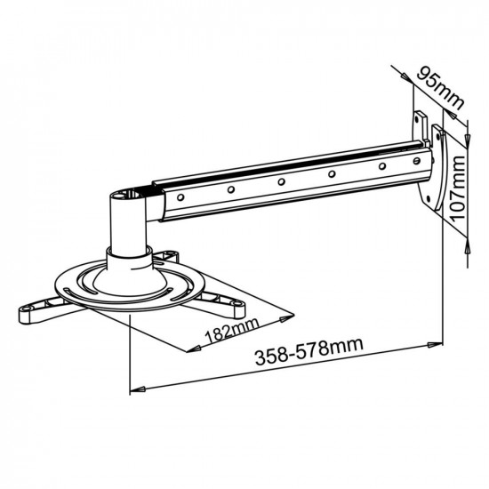 Wall HANDLE 36-58cm FOR PROJECTOR 15kg P-103 universal full adjustment