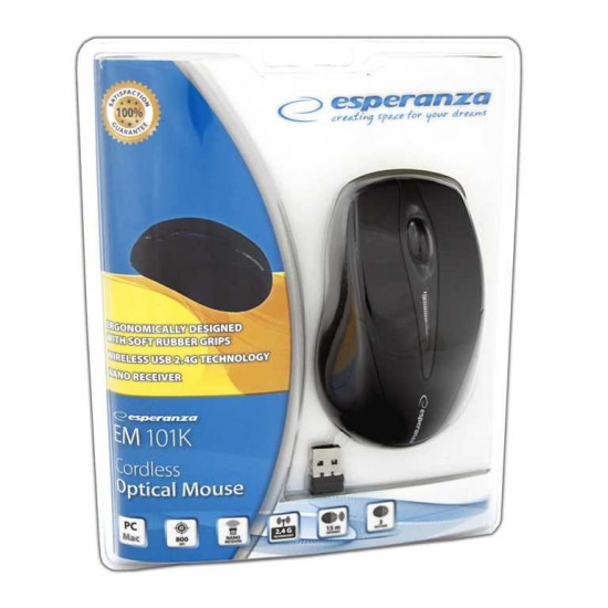 Wireless Optical Mouse EM101K USB, 2,4 GHz, NANO receiver