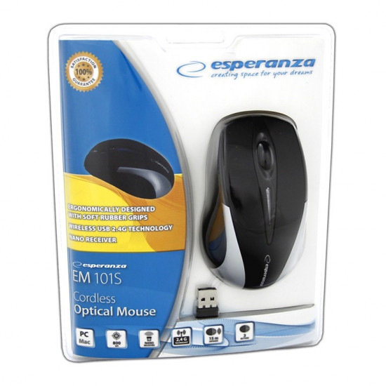 Wireless optical mouse EM101S USB, 2,4 GHz, NANO receiver