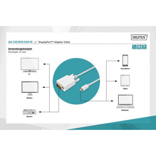 Cable DisplayPort 1.1a mini DP-DVI tyPA MM 2.0m 