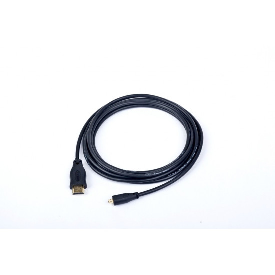 HDMI male to micro D-male black cable with gold-plated connectors, 1.8 m, bulk package