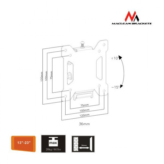 Universal holder for TV or monitor MC-596 13-23 vesa 100x100 20kg