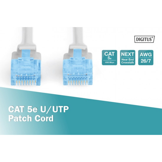 Patch cord U/UTP kat.5ePVC 0,5m gray