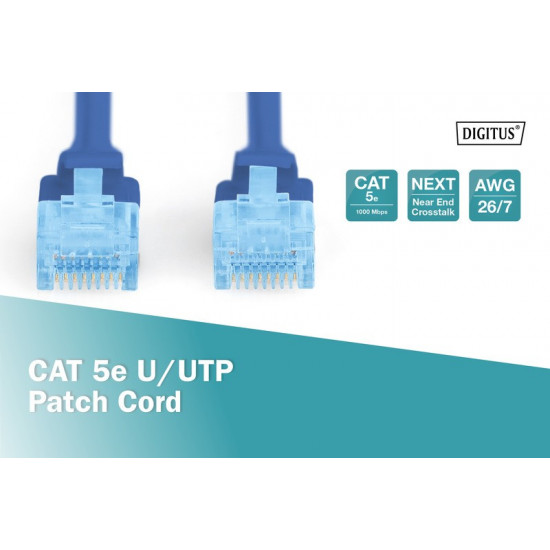 Patch cord U/UTP kat.5e PVC 0,5m blue