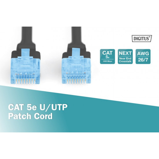 Patch cord U/UTP kat.5e PVC 0,5m black