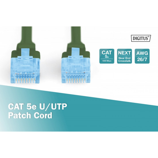 Patch cord U/UTP kat.5e PVC 5m green