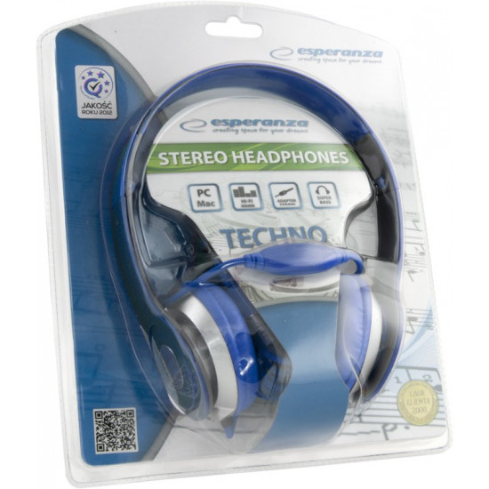 HEADPHONES AUDIO STEREO EH145B TECHNO BLUE