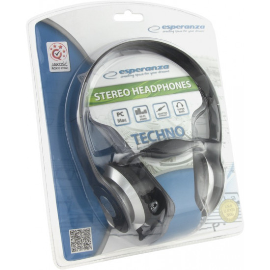 HEADPHONES AUDIO STEREO EH145K TECHNO BLACK