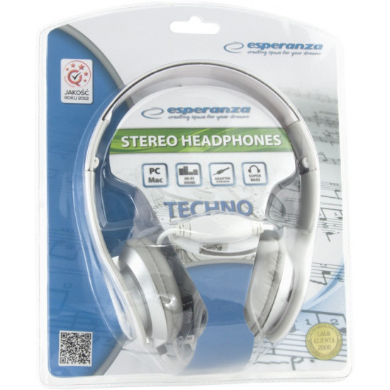 HEADPHONES AUDIO STEREO EH145W TECHNO WHITE