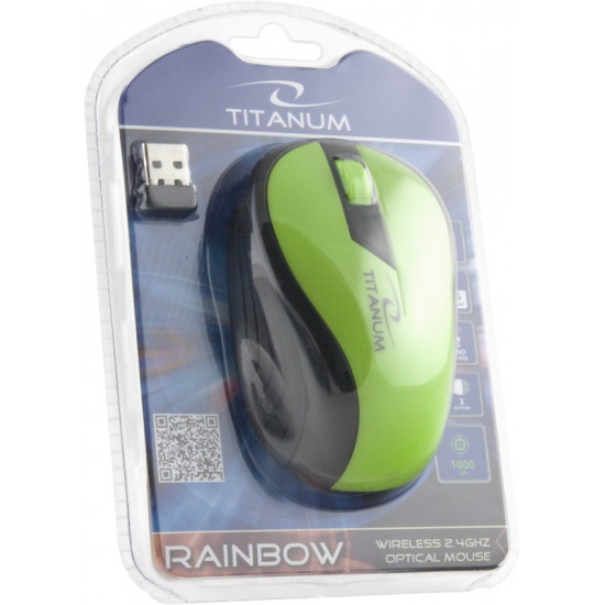 WIRELESS OPTICAL MOUSE 1000DPI TM114G RAINBOW GREEN