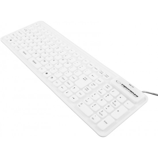 KEYBOARD SILICONE EK126W USB/OTG FLEXIBLE WHITE